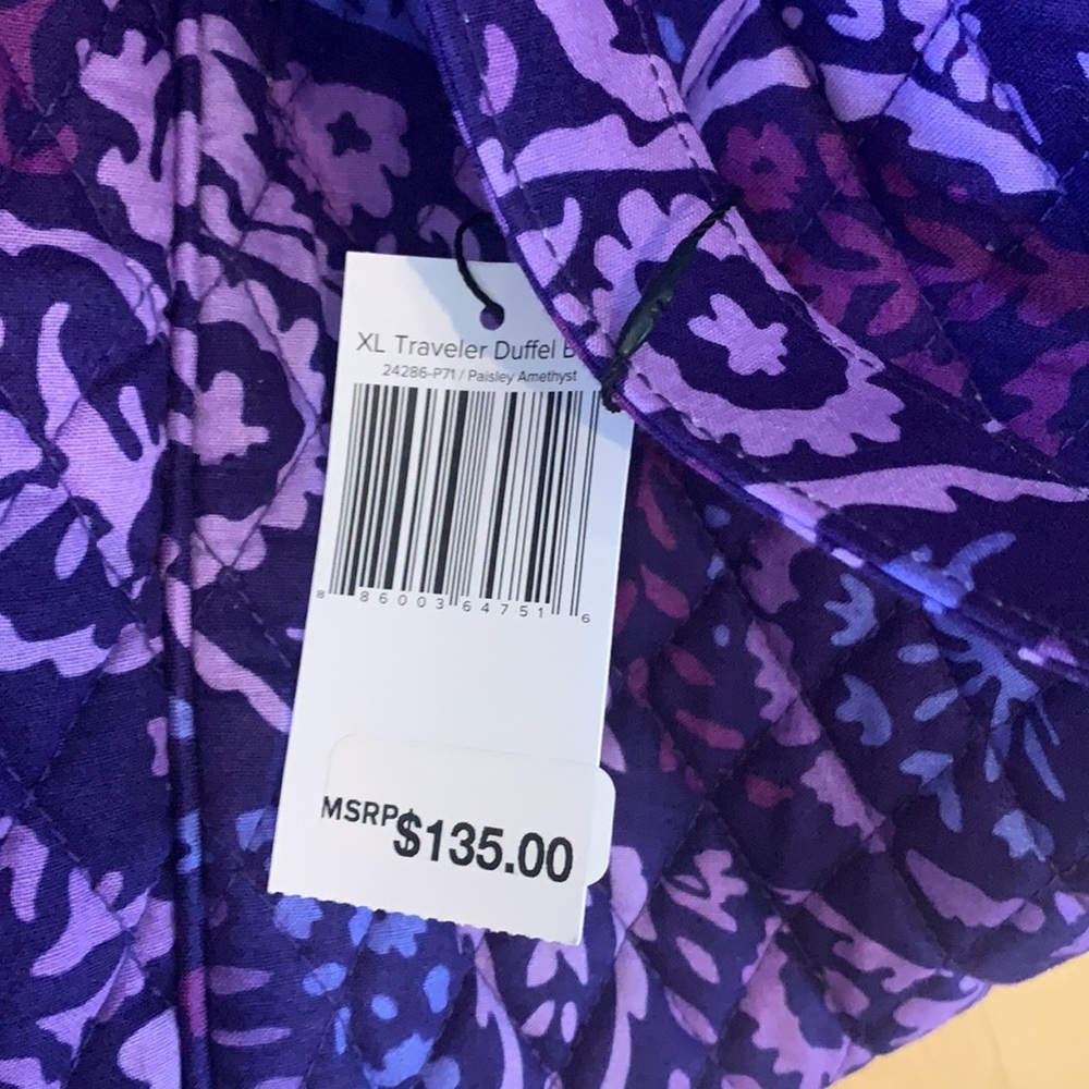 NWT vera bradley xl duffel bag paisley amethyst - Picture 5 of 5